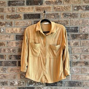 Zara Suedes Tan Button-Up Shirt